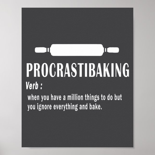 Poster Definição Engraçada de Procrastibaking - Amantes e (Frente)