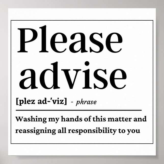 Poster Definição Engraçada Por Favor, Informe (Frente)