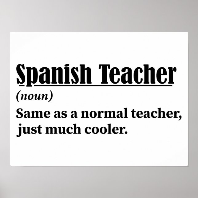 Poster Definição Engraçado de Professora Espanhol (Frente)