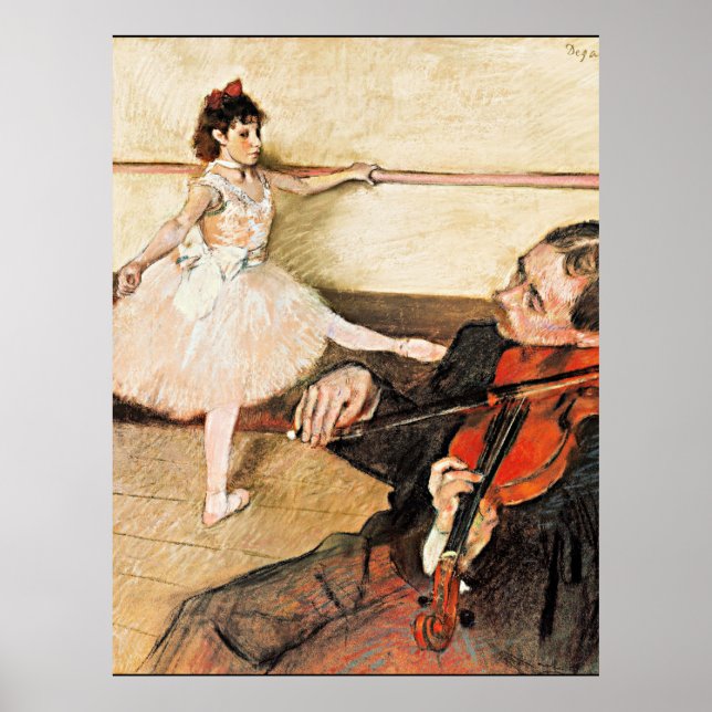 Poster Degas - A lição de dança, famoso cartão postal (Frente)