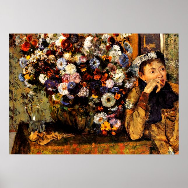 Pôster Degas - Uma Mulher Sentada ao Lado de uma Vase de  (Frente)