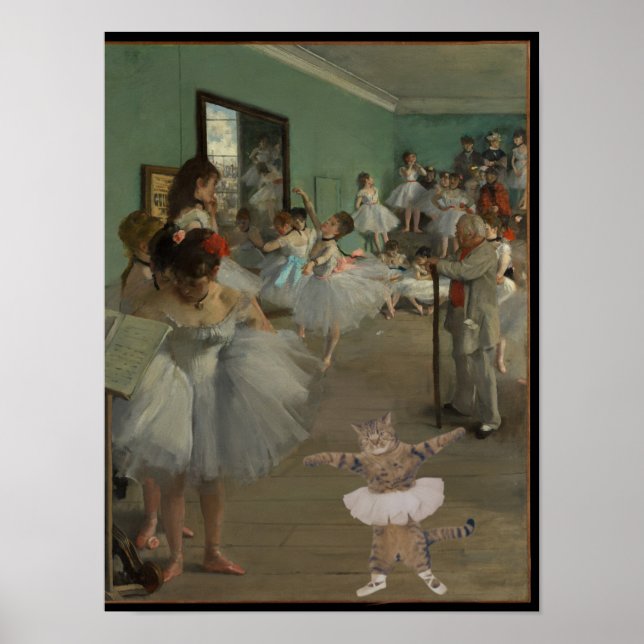 Poster Degas'The Dance Class com Balé Cat (Frente)