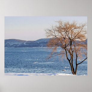 Pôster Degelo de primavera, doca do barco a vapor