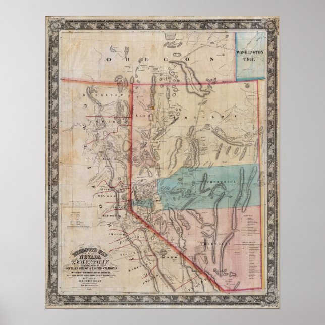 Poster DeGroot's Map of Nevada Territory (Frente)