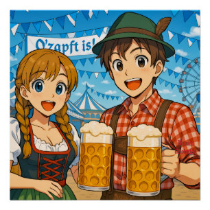 Pôster Degustação de cerveja durante o Oktoberfest em Mun