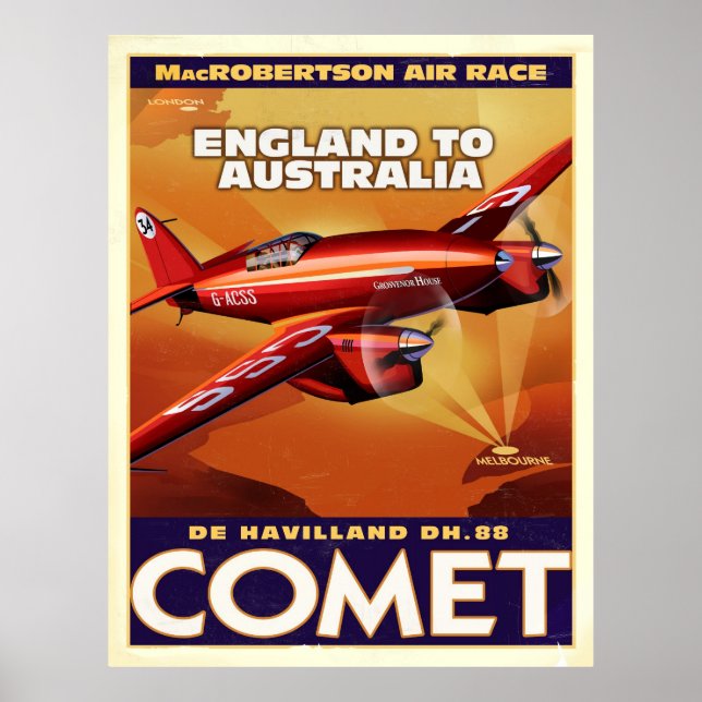 Poster deHavelland DH88 Comet Air Racer (Frente)