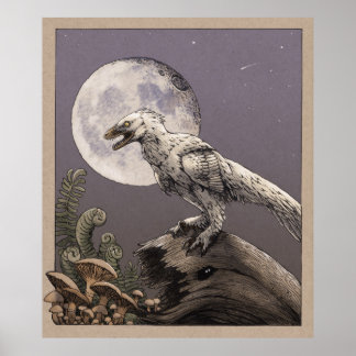 Poster Deinonychus e a Lua