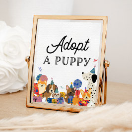 Poster Deixa A Festa Pawty Dog Adotar Uma Adoção Puppy