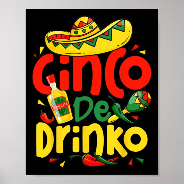 Poster Deixa Fiesta Squad Cinco Drinko Cinco De Mayo Mex (Frente)