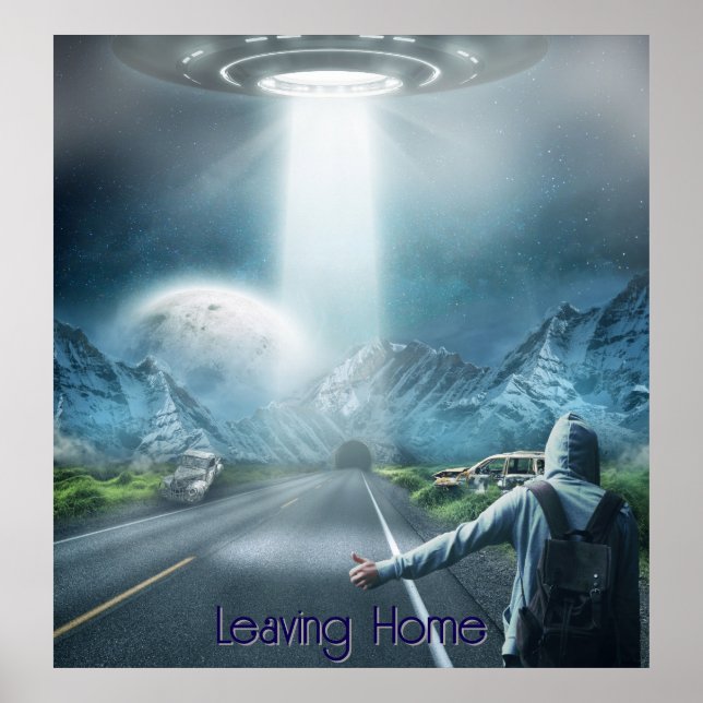 Poster Deixando o Home com a espaçonave atrapalhando a ar (Frente)