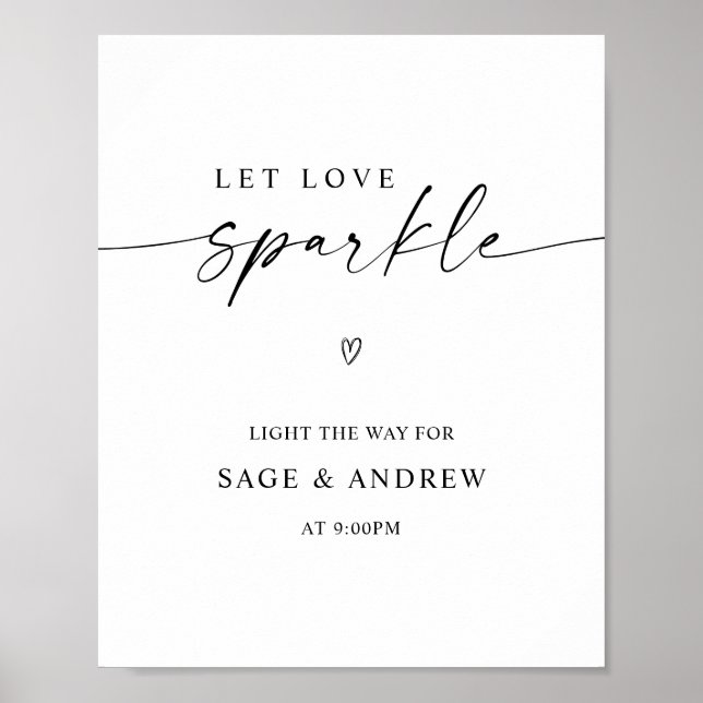 Poster Deixar o Amo Sparkle Sparkler Enviar Casamento (Frente)