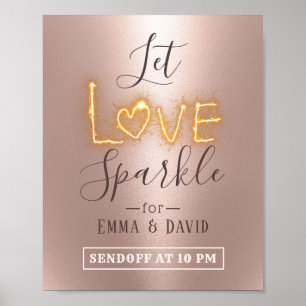 Poster Deixar o Rosa do Sparkle Dourado Enviar Sinal de C