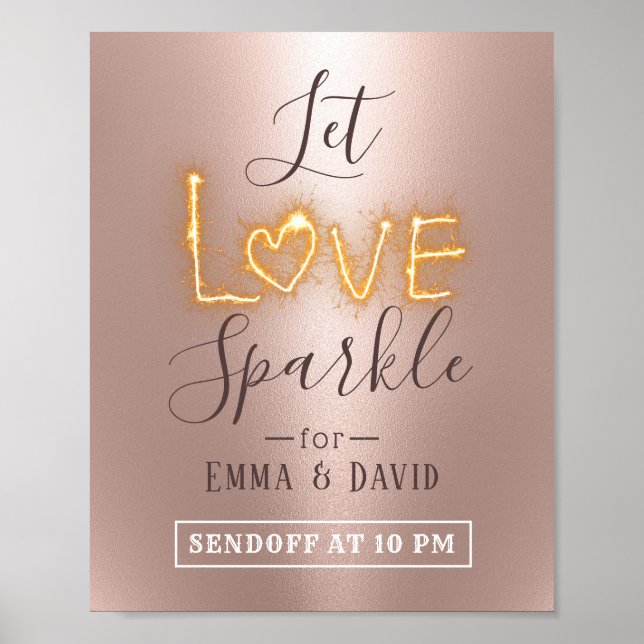 Poster Deixar o Rosa do Sparkle Dourado Enviar Sinal de C (Frente)