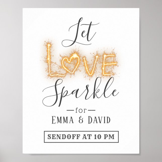 Poster Deixar o Sparkle Elegante Enviar Sinal de Casament (Frente)