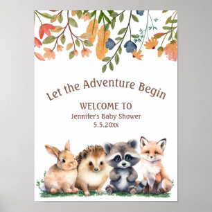 Poster deixe a aventura começar animais bem-vindo ao chá 