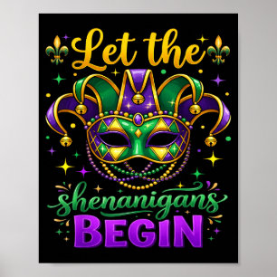 Poster Deixe as Travessuras Começarem Mardi Gras Crianças