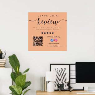 Poster Deixe-Nos Uma Revisão Do Código Qr Do Logotipo Ins
