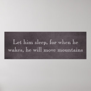 Pôster Deixe-O Dormir Mover Montanhas Citação Bebê