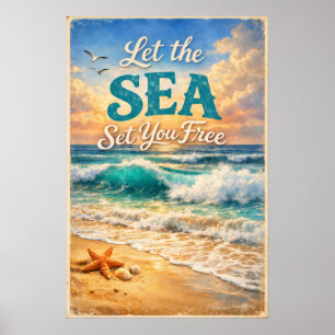 Poster Deixe o Mar Libertá-lo – Ondas Oceânicas Relaxante