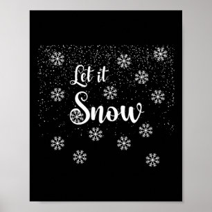 Poster Deixe-o nevar invernal flocos de neve natalinos