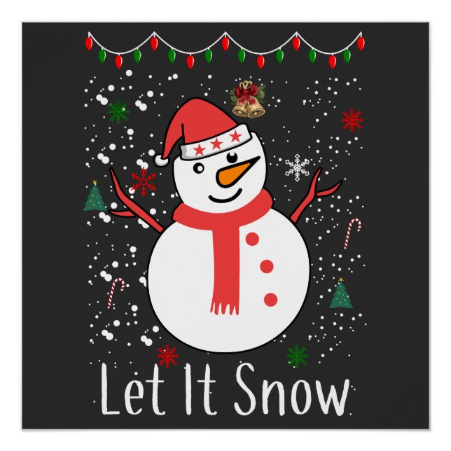 Pôster Deixe-o nevar o boneco de neve de Natal (Frente)