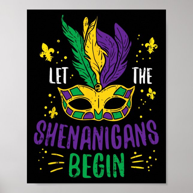 Poster Deixe Os Shenanigans Começar Jester Funny Mardi Gr (Frente)
