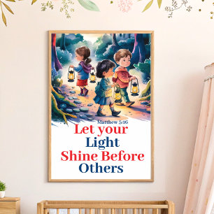 Poster Deixe sua luz brilhar Arte de berçário cristã