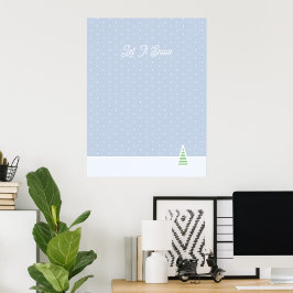Poster Deixem-na nevar Bolinhas azuis de gelo de árvore d