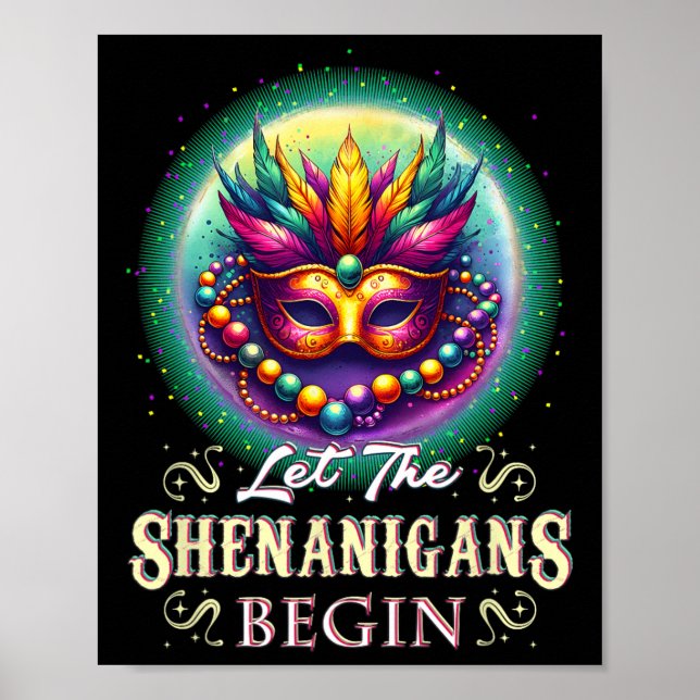 Poster Deixem Os Shenanigans Começar A Roupa Mardi Gras P (Frente)