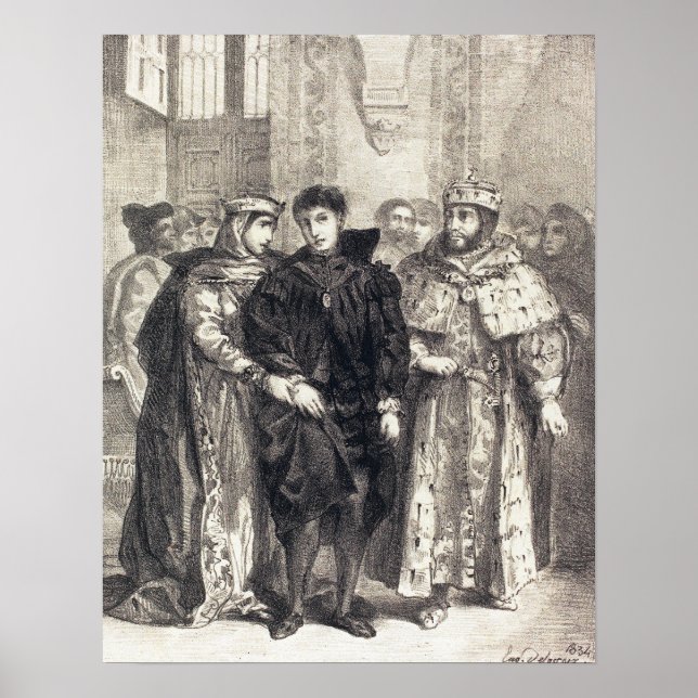 Poster Delacroix - A Rainha Tenta Consolar Hamlet (Ac... (Frente)