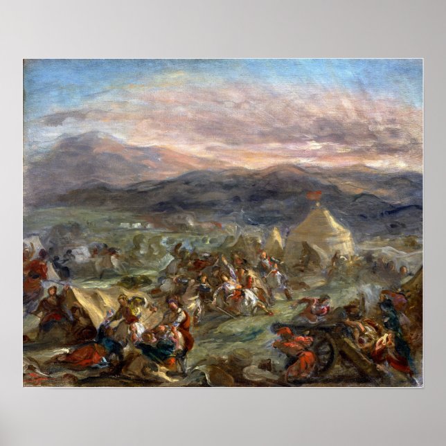 Poster Delacroix - Botzaris Surpreende o Acampamento Turc (Frente)