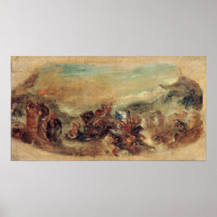 Poster Delacroix - Esboço de Átila seguido por suas horda
