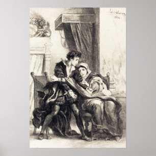 Poster Delacroix - Hamlet E A Rainha (Ato III Cena I...