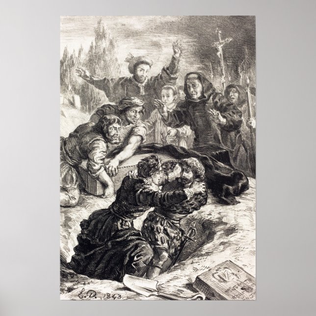 Poster Delacroix - Hamlet e Laertes no Túmulo de Op… (Frente)