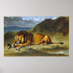 Poster Delacroix - Leão Devorando uma Cabra