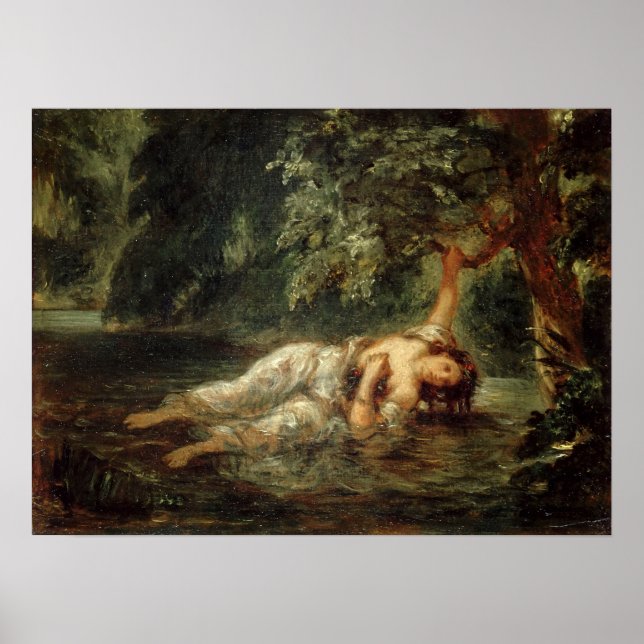 Poster Delacroix - Morte de Ofelia 1853 (Frente)