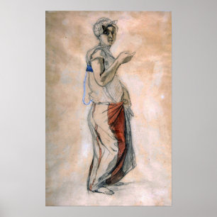 Poster Delacroix - Mulher Permanente Em Figurino Marroqui