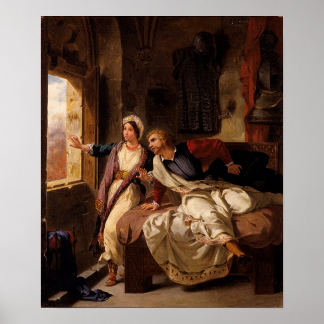 Poster Delacroix - Rebecca E A Ivanhoe Ferida (Frente)