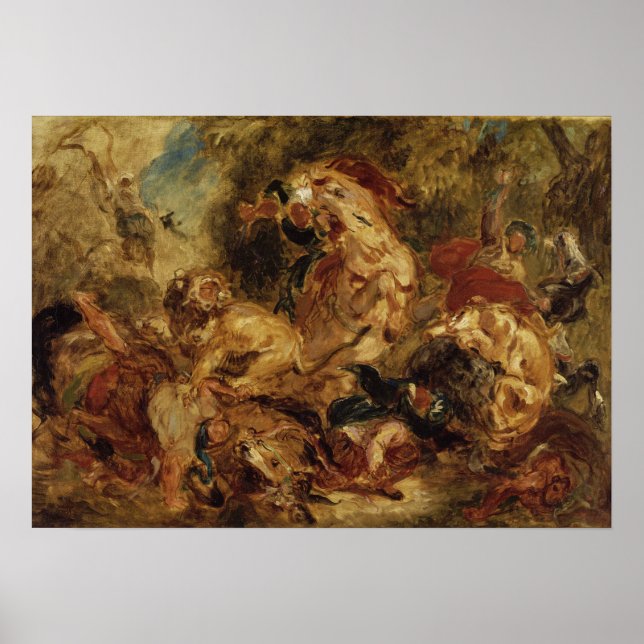 Poster Delacroix - The Lion Hunt (Frente)