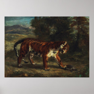 Poster Delacroix - Tigre Brincando Com Uma Tartaruga
