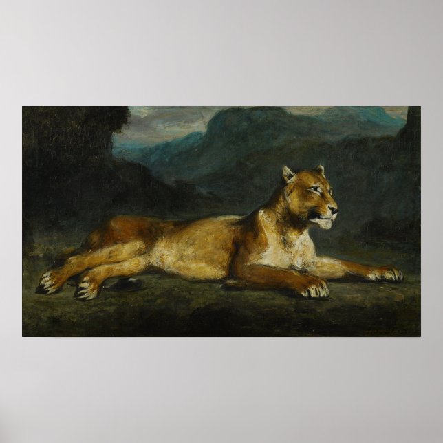 Poster Delacroix - Tilting Lioness 1855 (Frente)