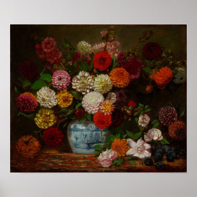Poster Delacroix - Vida Estática Com Dahlias 1835 (Frente)