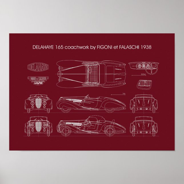 Poster Delahaye 165 Figoni et Falaschi (Frente)