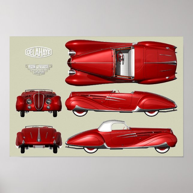 Poster Delahaye 165 Figoni et Falaschi (Frente)