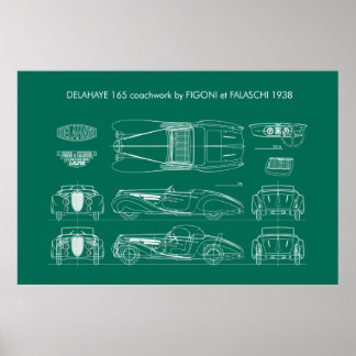 Poster Delahaye 165 Figoni et Falaschi Blueprint