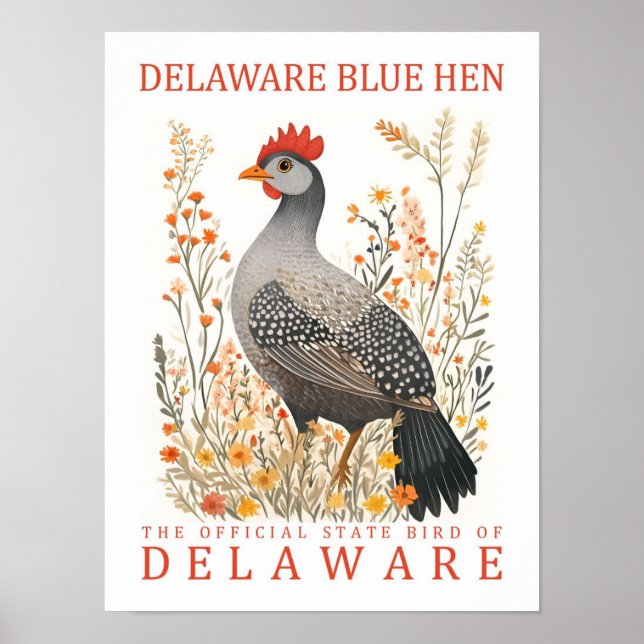 Poster Delaware Blue Hen Bird de Delaware EUA Viagem (Frente)