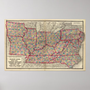 Pôster Delaware, Illinois, Indiana e Iowa