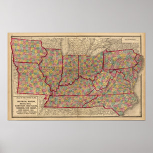 Poster Delaware, Illinois, Indiana, Iowa North Carolina