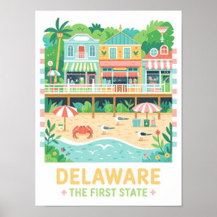 Poster Delaware, o primeiro Estado EUA Summer Viagem