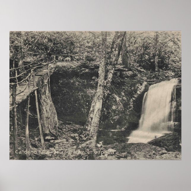 Poster Delaware Water Gap PA, Caldeno Falls, Vintage (Frente)